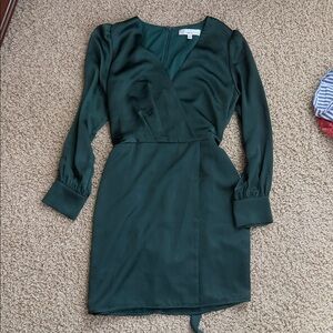 Adelyn Rae Elegant Long Sleeve Dress in Forest Green